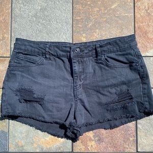 Forever 21 Black Studded Distressed Denim Shorts